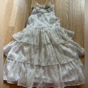 Gorgeous Janie and Jack special occasion dress - white with gold - size 5